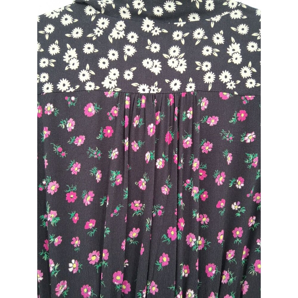 RIXO Annika Black Floral Maxi Dress With Tie Neck Size Small Mixed Print - Picture 8 of 15